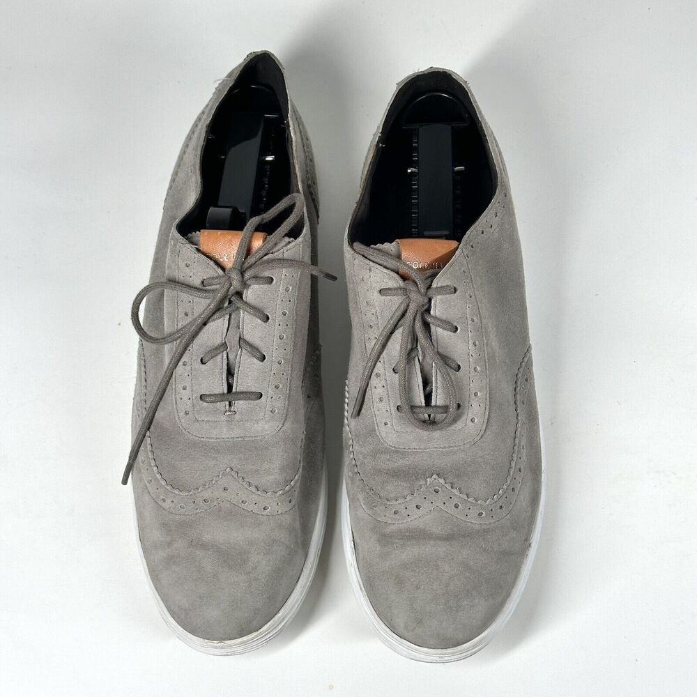 Cole Haan Misha Grand OS Women 10B Gray Suede Oxford II Shoes W05167 Wingtip - Picture 4 of 16